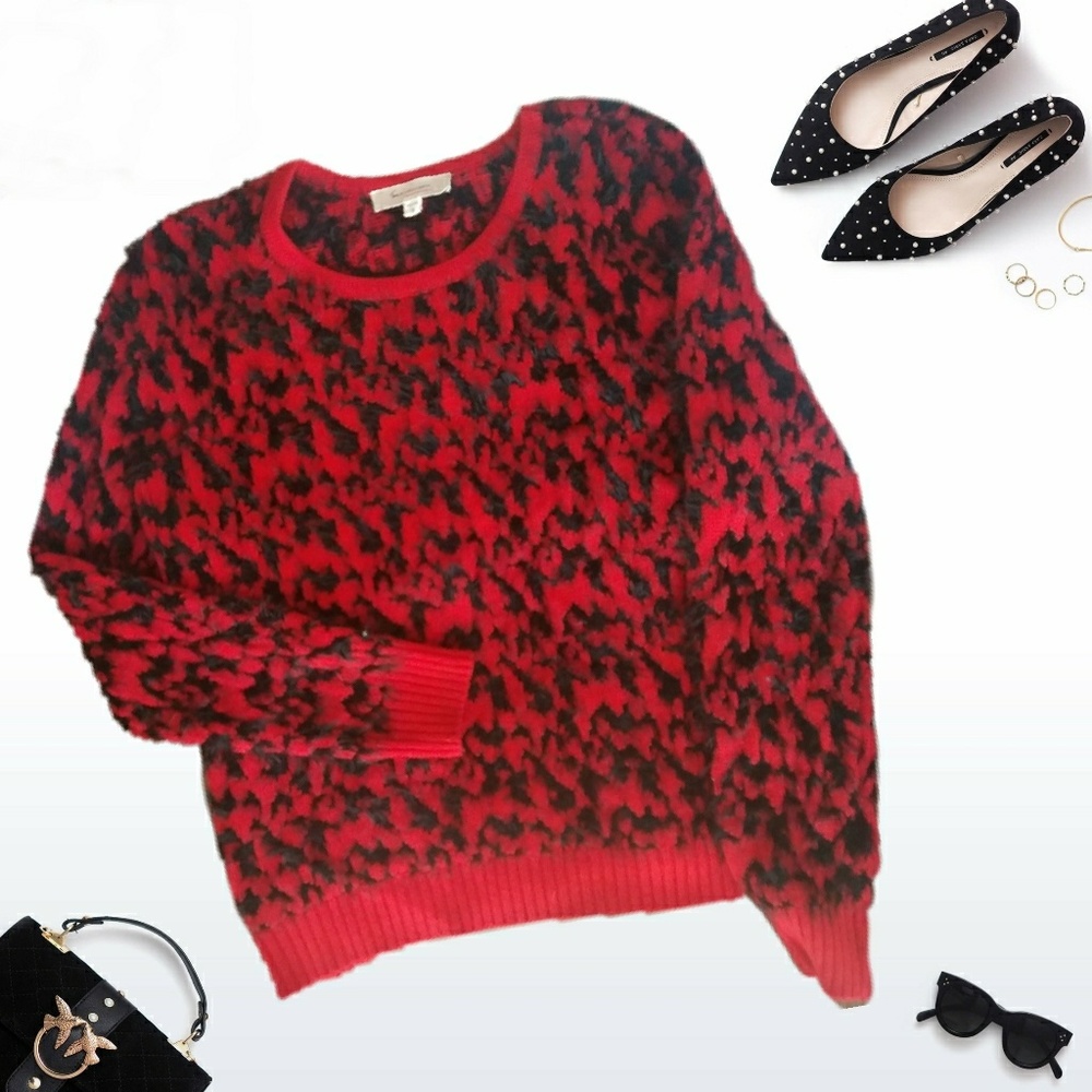 Red Black Bohemian Chic Sweater